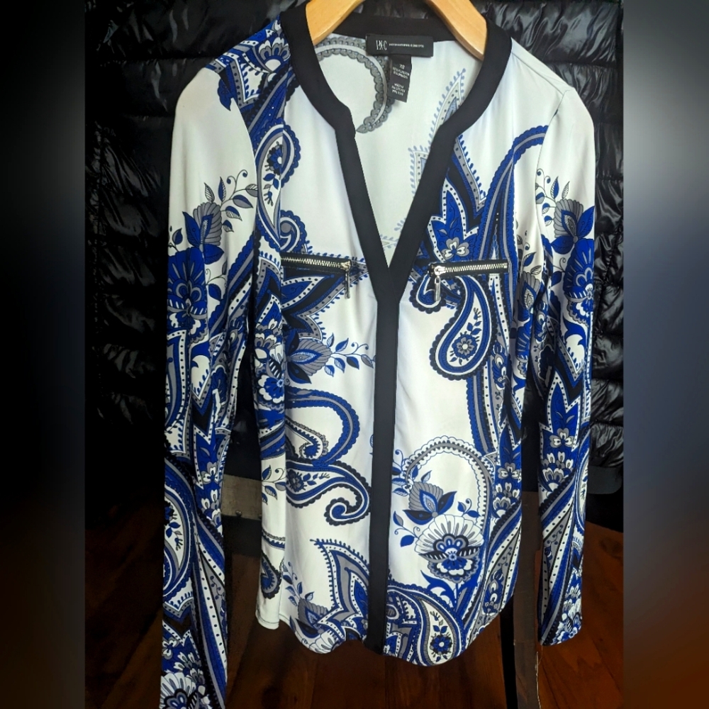 I-N-C Paragon paisley Long sleeve blouse Urban chic